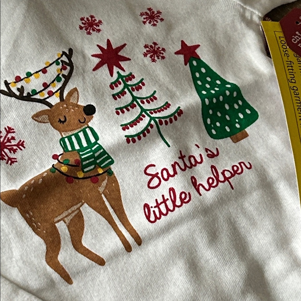 NWT! Set/2 Christmas Holiday Reindeer & Tree Baby Girl Pajamas - Picture 2 of 14